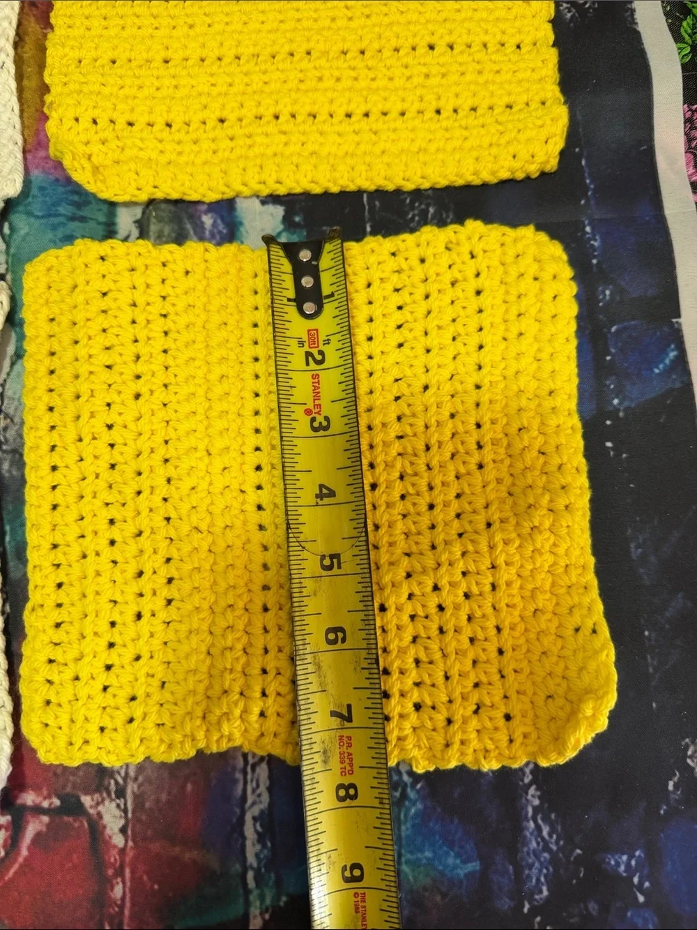 Handmade Crochet Dishcloths Set - Yellow, White & Pastel Stripes